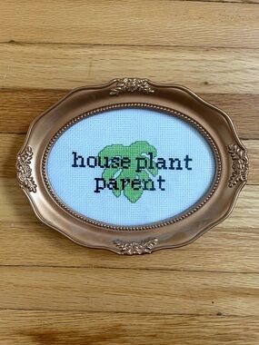 Framed ‘House Plant Parent’ Cross-Stitch